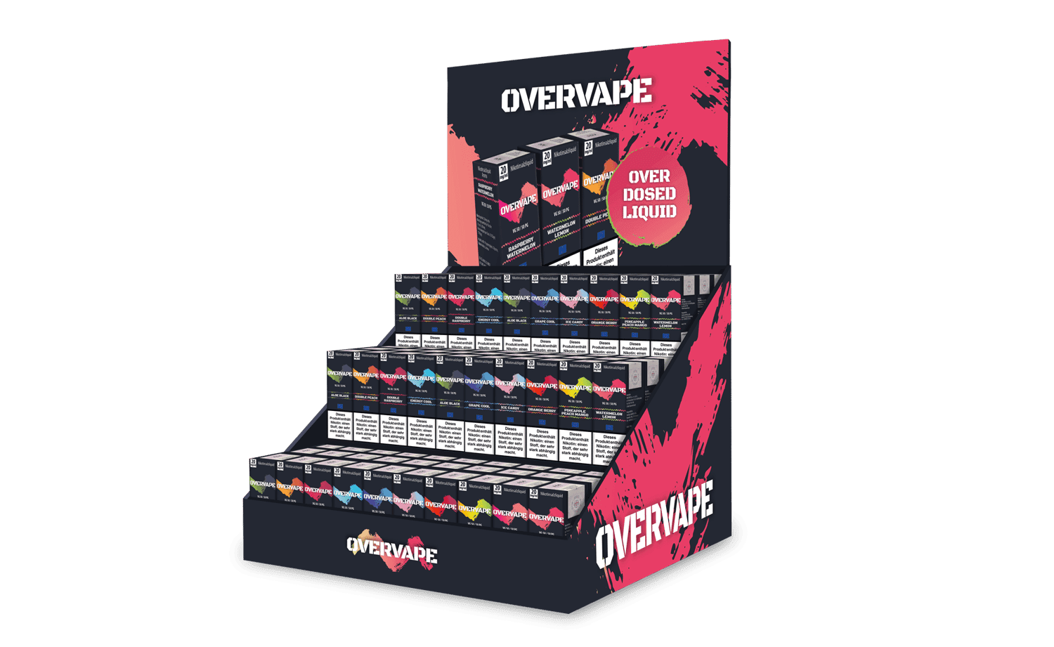 Overvape - Nikotinsalz Liquid - bestücktes Display